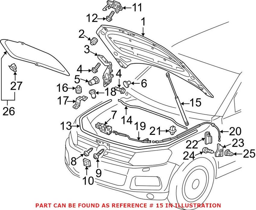 VW Hood Lift Support 7P6823359A